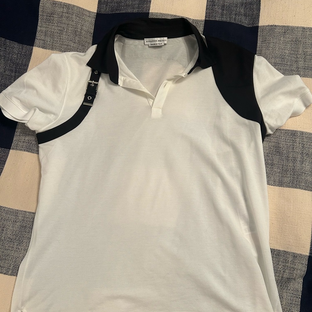 Alexander McQueen White and Black Polo Shirt